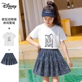 休闲儿童半袖 迪士尼童装 新款 夏季 T恤短裙两件套 兔子警官女童套装