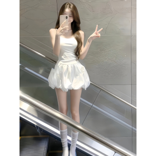 2026夏季 韩系温柔风氛围感巨好看吊带气质连衣裙巨好看花苞裙 新款