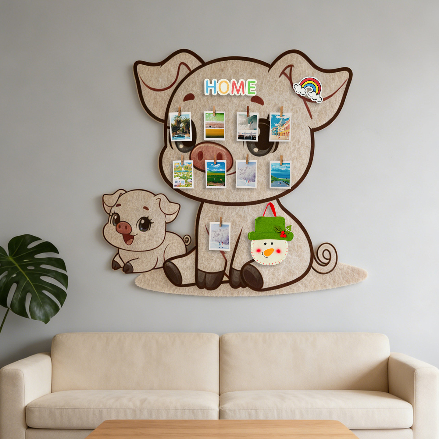 小猪造型毛毡板墙贴房间照片墙展示板墙面装饰拍立得留言板免打孔,家居饰品,软装墙贴,淘宝优惠券,粉丝福利购,淘宝优惠卷