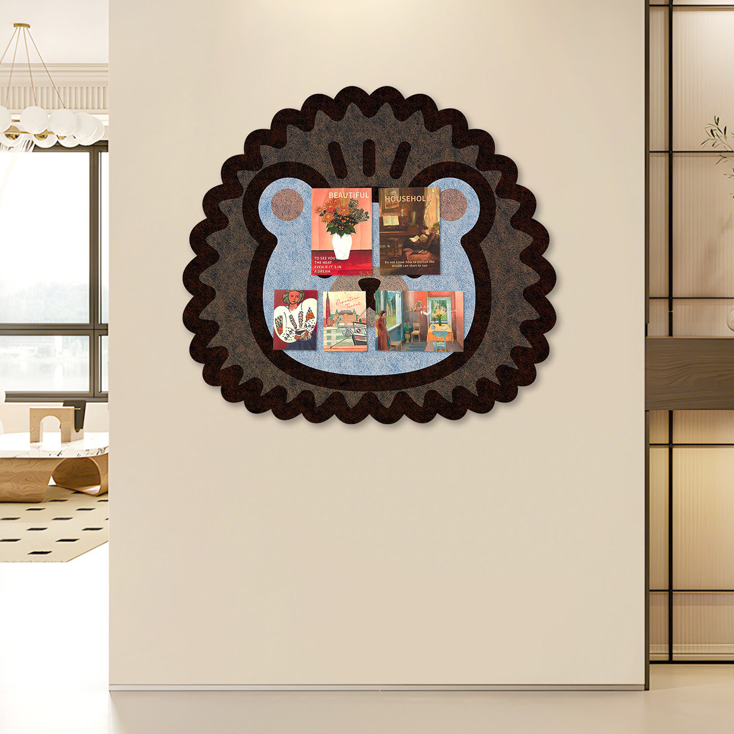 可爱刺猬毛毡板自粘墙贴相册墙房间客厅墙面布置背景板留言板定制