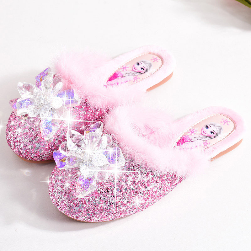 女童公主水晶鞋冬新款儿童棉拖鞋时尚洋气毛毛加绒爱莎外穿保暖鞋,童鞋/婴儿鞋/亲子鞋,儿童棉拖鞋,淘宝优惠券,粉丝福利购,淘宝优惠卷