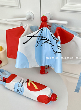 chic红鼻子苹果~原创小众设计高颜值雨伞小红靴太阳伞女晴雨两用