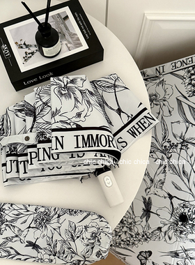 chic法式复古素描花雨伞女高颜值学生自动晴雨两用折叠防晒太阳伞