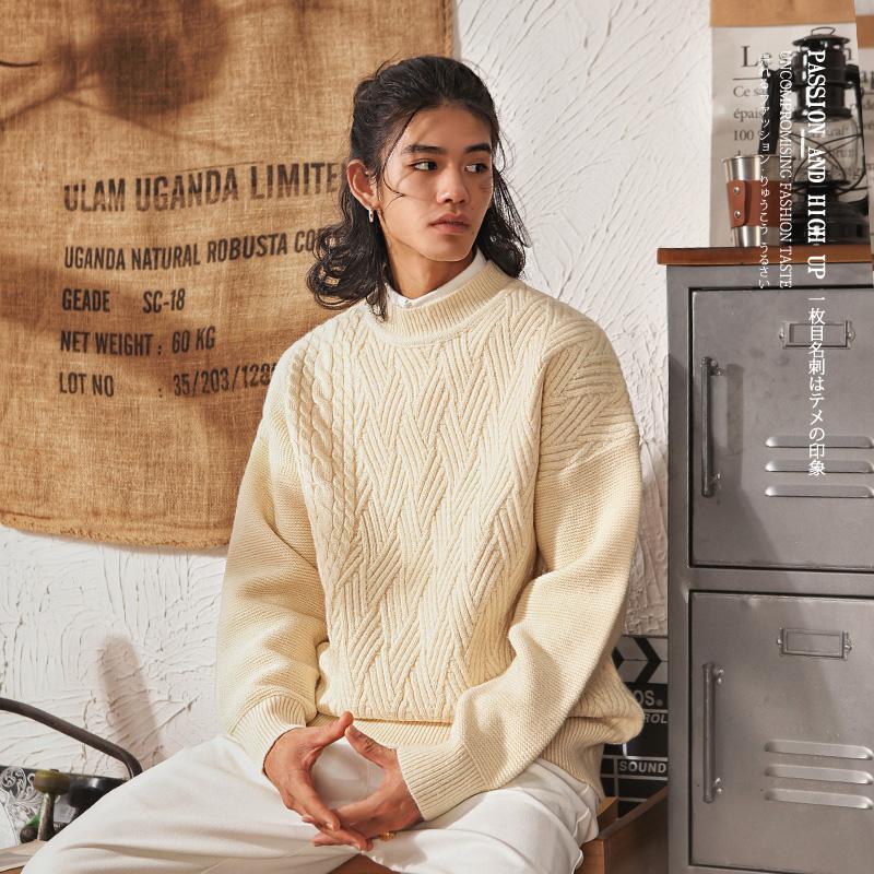 纯色情侣秋冬季日系复古打底衫