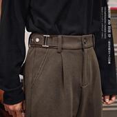 裤 日系复古那不勒斯西裤 子男 冬季 通勤西装 男士 直筒宽松加绒休闲裤
