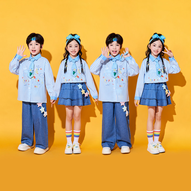 儿童啦啦队演出服小学生班服学院风诗歌朗诵合唱表演服运动会服装