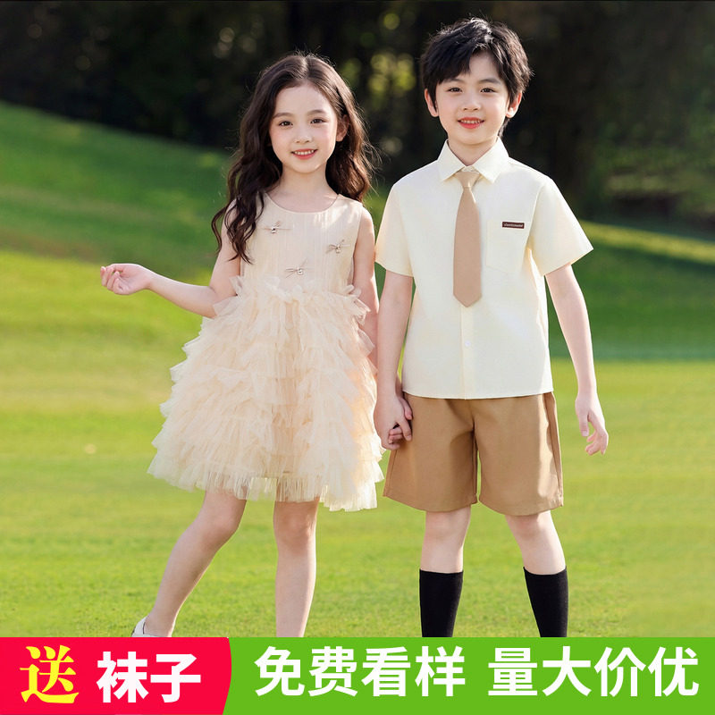 六一儿童节合唱演出服装夏季女童表演连衣裙幼儿园园服毕业照礼服