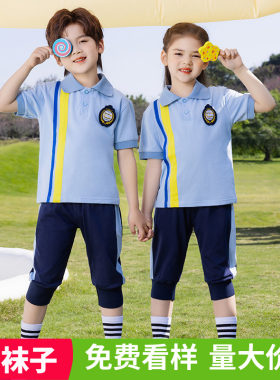 短袖T恤七分裤中小学生校服套装