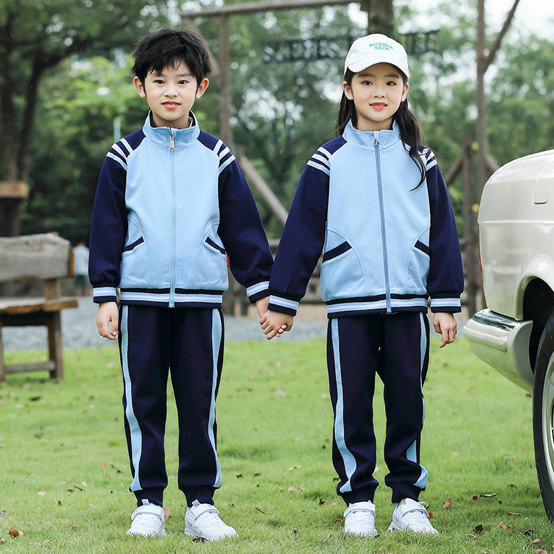 蓝色纯棉英伦风幼儿园园服