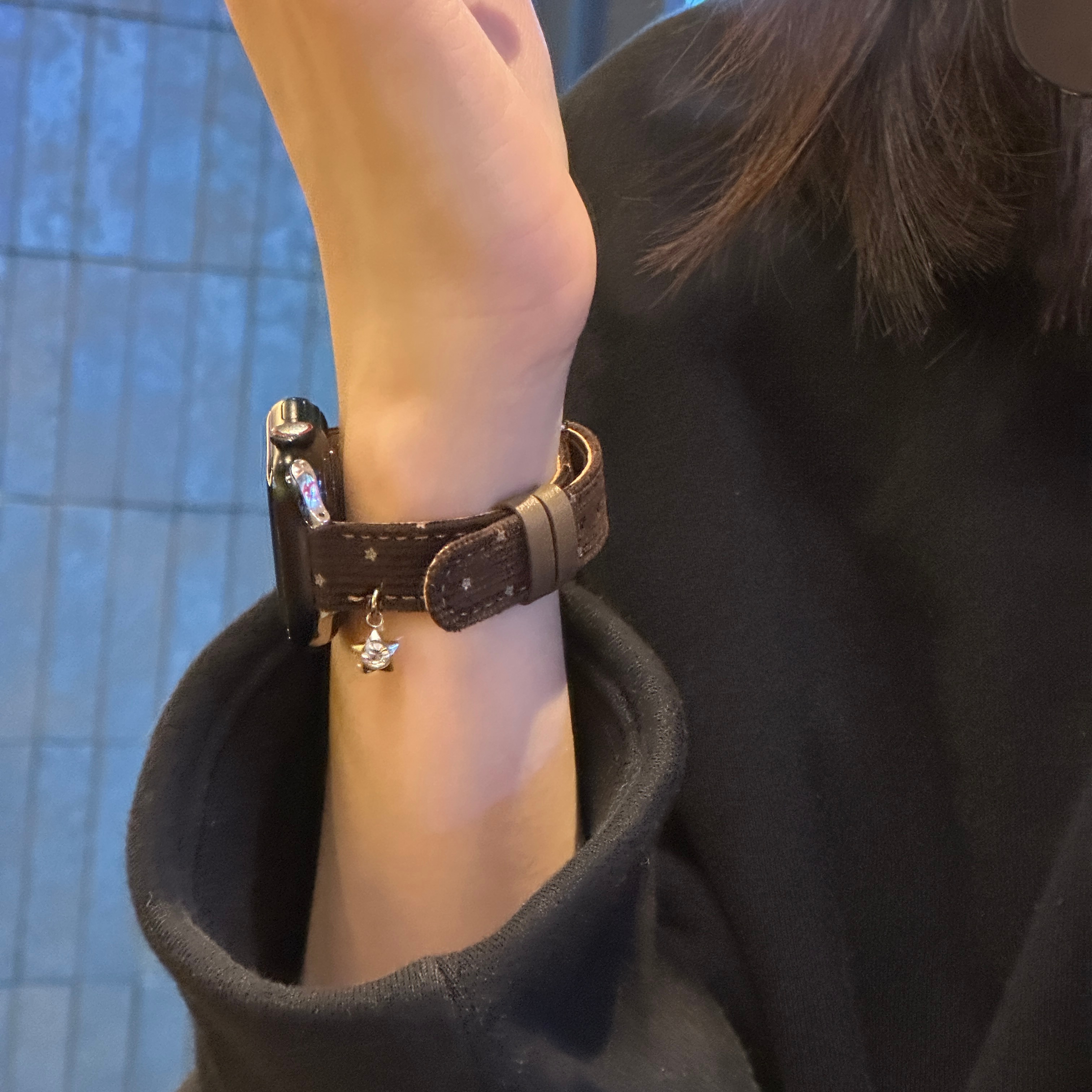 星星挂坠灯芯绒表带适用苹果手表iwatch11小米89pro华为fit4红米6