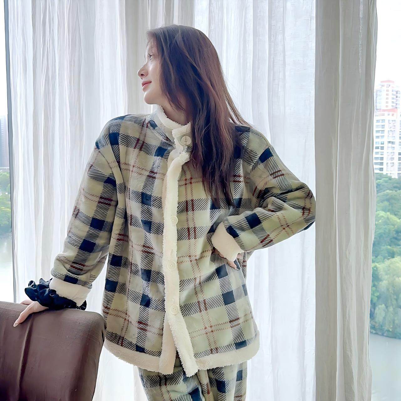 方格家居服女冬季2025新款加绒厚睡衣女生冬羊羔绒可外穿保暖套装,女士内衣/男士内衣/家居服,睡袍/浴袍,淘宝优惠券,粉丝福利购,淘宝优惠卷