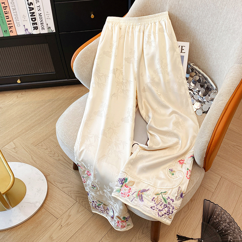 薄款人丝新款直筒裤阔腿长裤