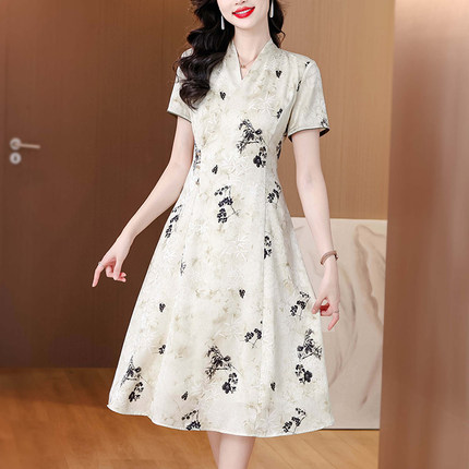 新中式改良旗袍连衣裙高端大气上档次妈妈装裙子夏季女士2025新款