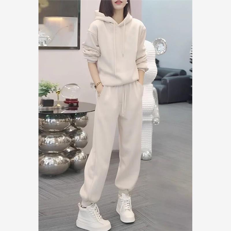 高级感气质女款运动套装加绒连帽卫衣套装时尚轻奢女人味小众2025