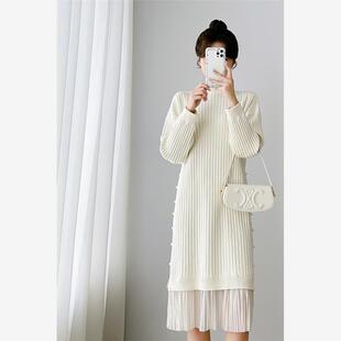 时尚 穿搭气质明星同款 裙秋季 高级感针织连衣裙女小个子宽松中长款