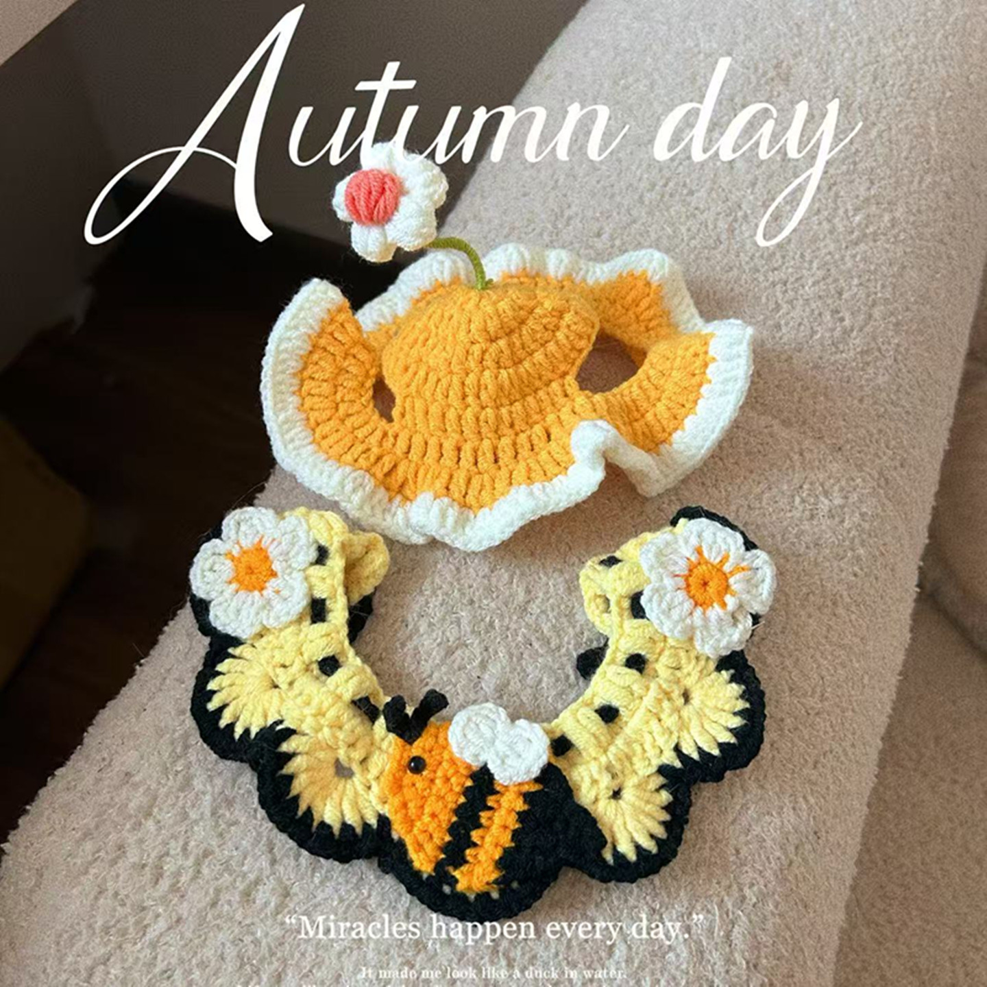 猫咪小花帽子手工编织小蜜蜂花朵围脖小猫项圈小狗口水巾宠物配饰,宠物/宠物食品及用品,帽子,淘宝优惠券,粉丝福利购,淘宝优惠卷