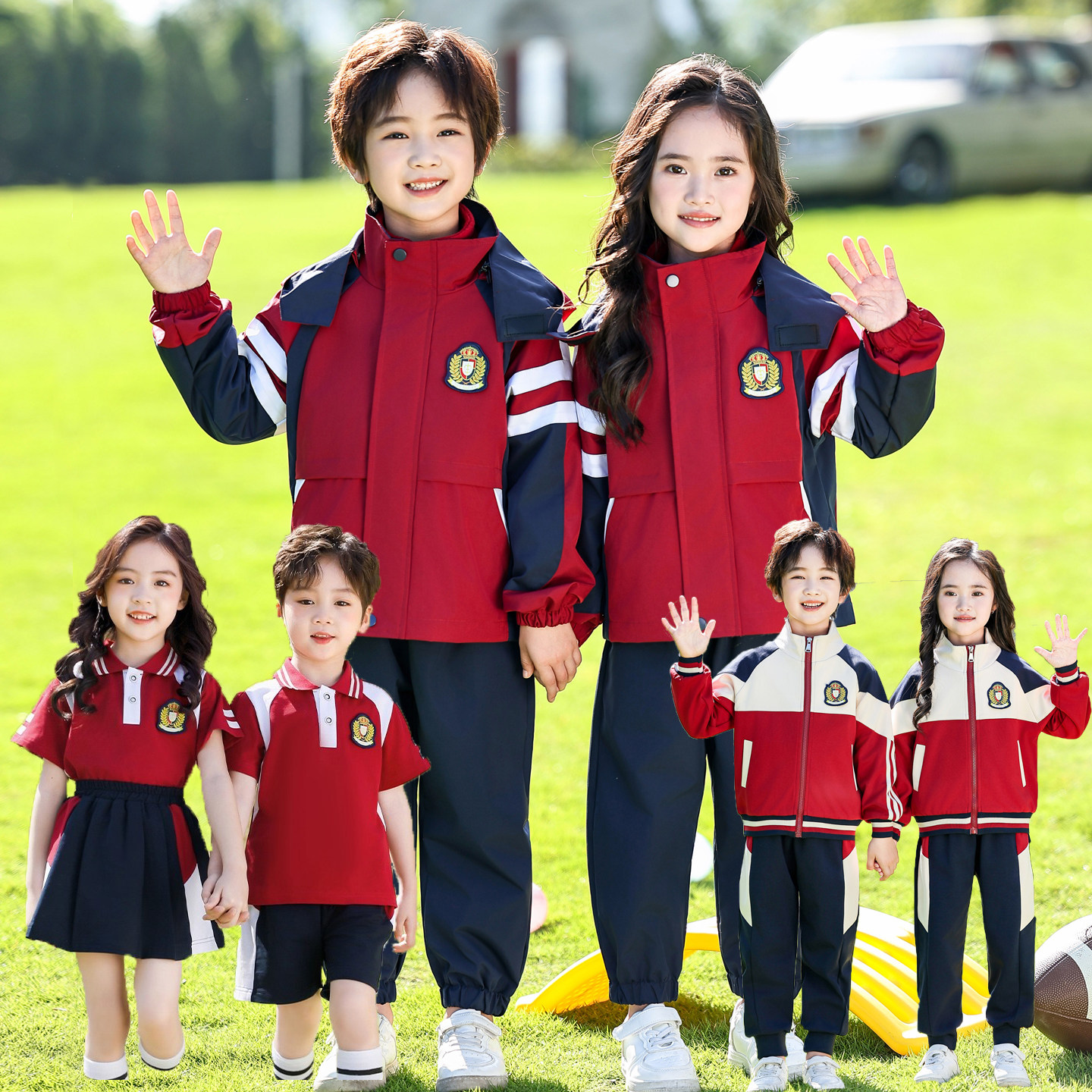 小学生校服冲锋衣七件套新款班服套装年级运动会幼儿园园服秋冬装