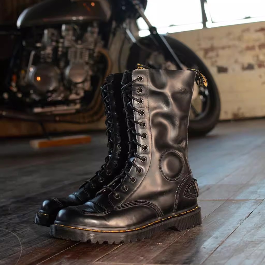 【36 37 38】推荐！nelson12孔硬皮机车马丁靴做旧男女皮靴 越南