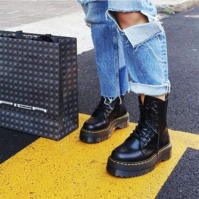 【36-42】稀货！Jadon高帮厚底8孔马丁靴 男女情侣靴白猫夜虎