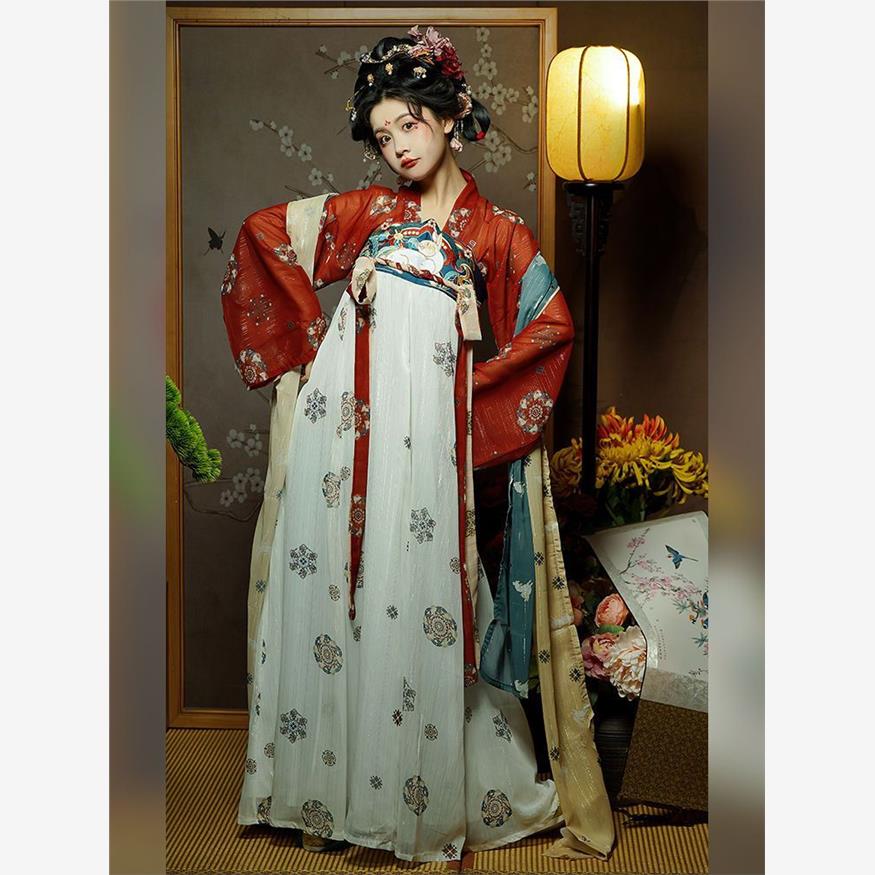 唐制传统汉服齐胸襦裙国风仙女春季日常套装