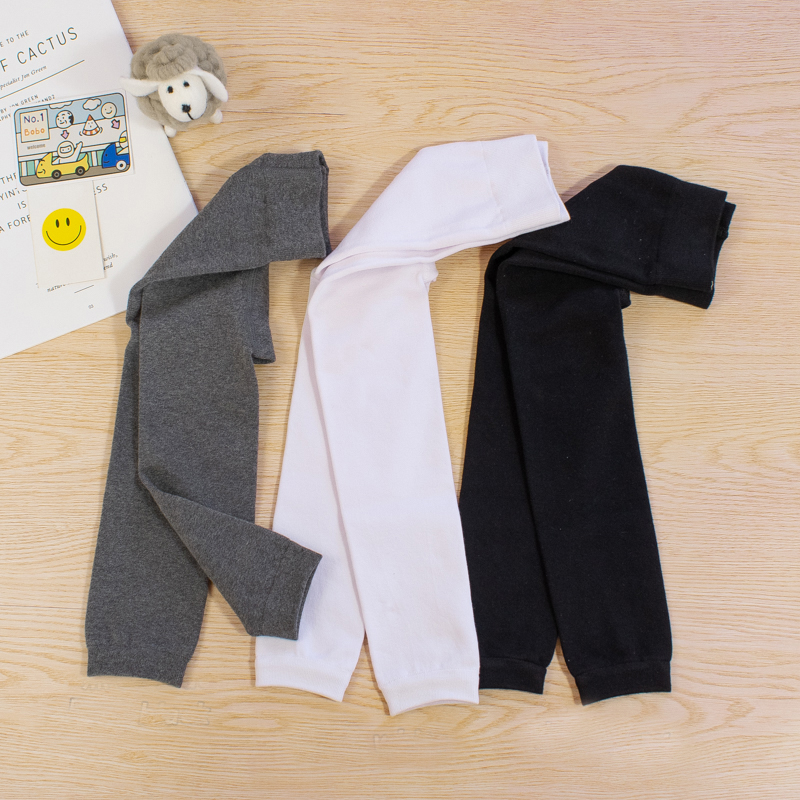 女童打底裤春秋中厚白色纯棉秋裤儿童裤袜黑色紧身女宝宝九分裤