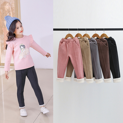 女童裤子秋冬儿童加绒裤加厚保暖中大童冬季款外穿休闲长裤打底裤