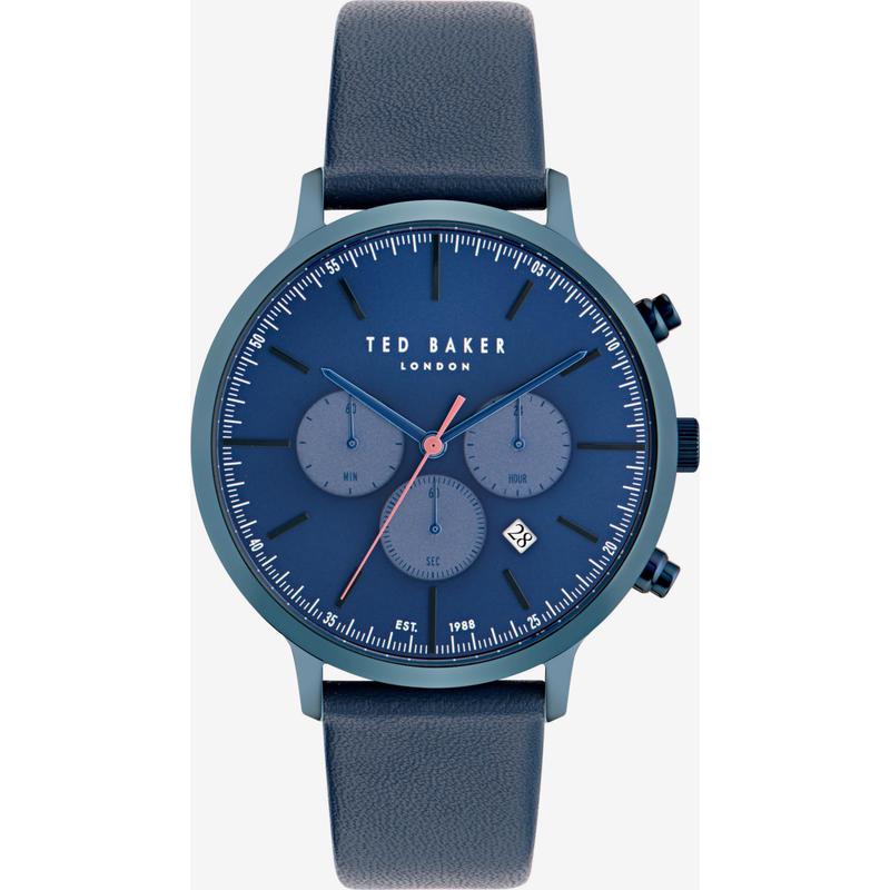 Ted Baker男士腕表计时日期秒表夜光皮带蓝色金属防水商务休闲
