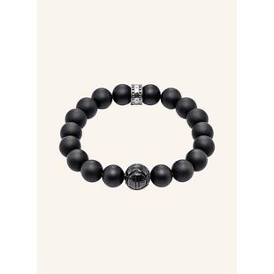 代购thomas sabo女士手链简约精致优雅现代黑色925银圆形珠子