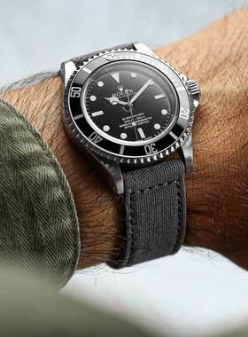 原装lugran.c复古英式帆布表带阿美咔叽20/22mm复古褪色工装户外