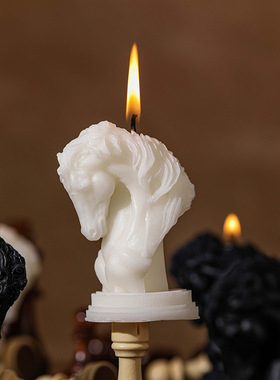 天选黑马马头造型香薰蜡烛新年diy动物骏马装饰品摆件家居