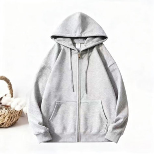 不知其名连帽拉链卫衣国潮美式复古撞色帽衫男女开衫宽松型青年