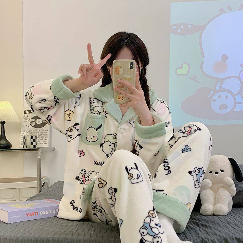 2025秋冬款卡通开衫长袖睡衣