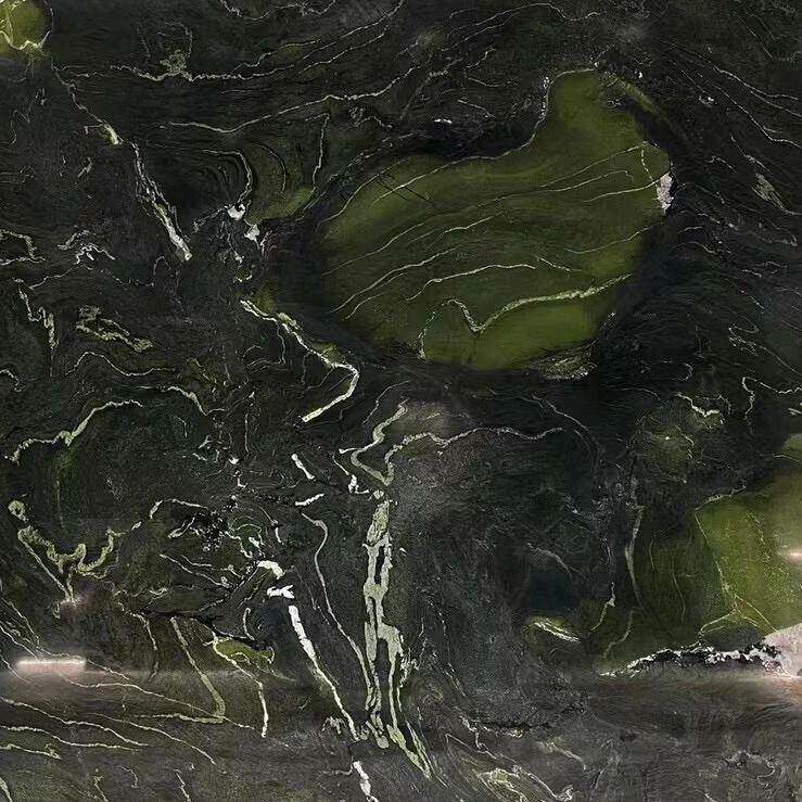 牛油果绿色天然大理石板材定制加工墙地面客厅精装室内别墅背景墙