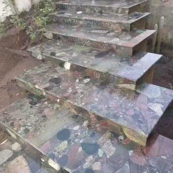福建轻奢大理石洗手盆台面板雨花石韵天然奢石圆餐桌家用绿色石材图片