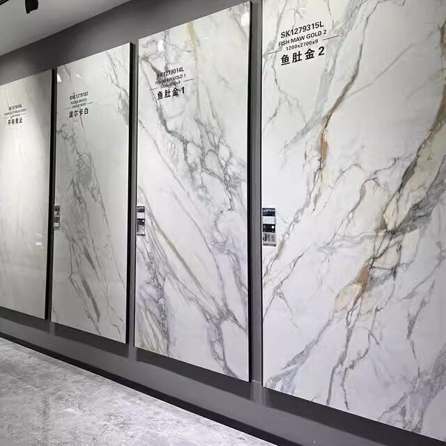 南通上海岩板背景墙大板无限连大理石纹现代简约鱼肚金客厅轻奢