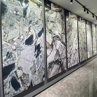 南通上海扬州1200x2700x12宝格立熊猫白岩板别墅楼梯特定花色奢石