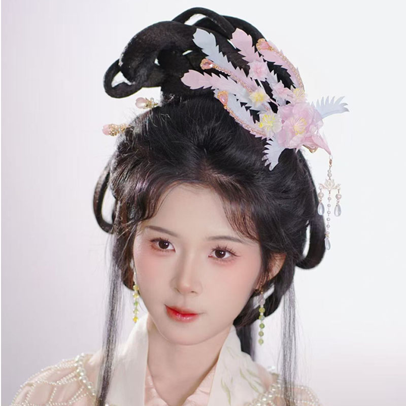 耀如春华 凤归云发簪 原创古风纯手工真丝烫花发钗汉服配饰