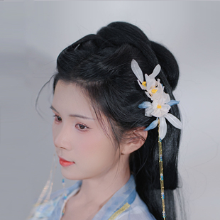 耀如春华 临江仙 原创发夹真丝烫花古风汉服甜美头饰超仙发饰配饰