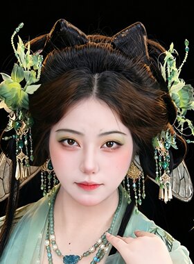 耀如春华真丝烫花国风汉服头饰