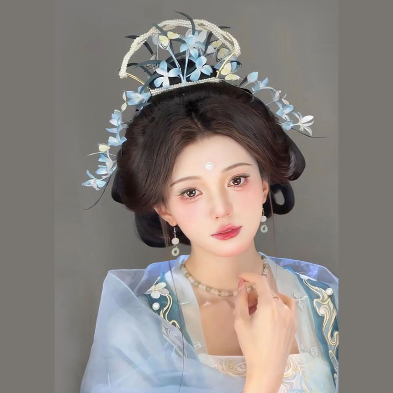 耀如春华 汀兰 春兰 原创真丝烫花超仙头饰国风发饰汉服配饰