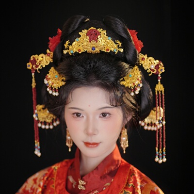 耀如春华国风头饰沙金明制宫廷风