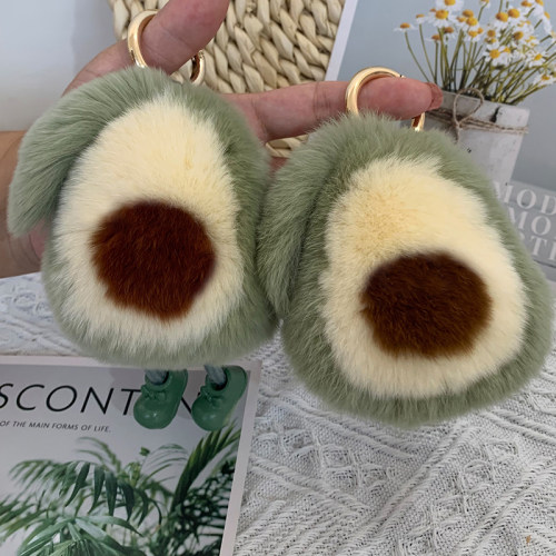 獭兔毛包包挂件牛油果