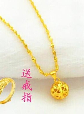 沙金细款泰国24k硬币花朵项链