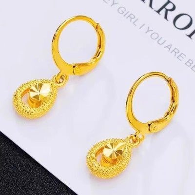 越南沙金耳环女简约仿真黄金复古个性耳坠时尚长款流苏气质耳饰品