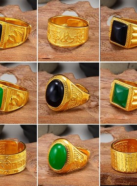 土豪久不掉色金首饰镶钻活口戒指