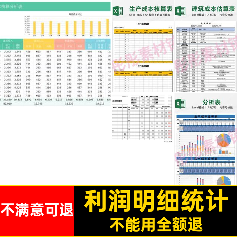项目成本核算表产品利润excel表格管理系统统计明细预测生产成本