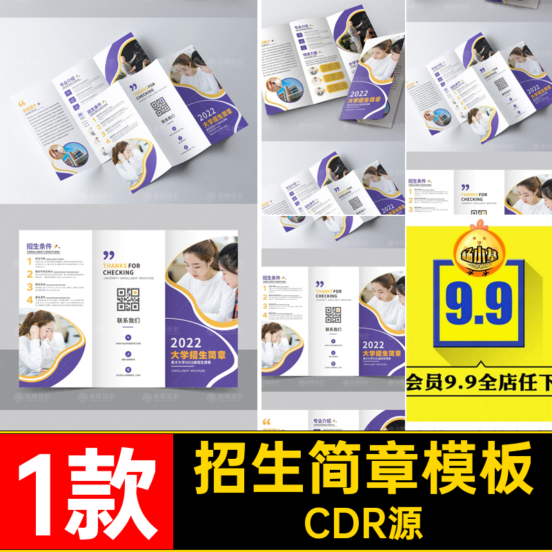 大专院校招生三折页模板教育培训职业学校中专招生简章CDR大学