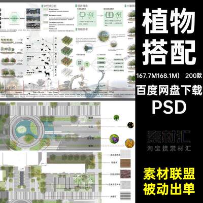 配置搭配PSD分析图环艺植被分层库分层库素材绿植景观园林设计