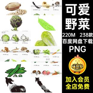 食物插画免图片水彩可爱水墨绿色扣蔬菜PNG透明手绘野菜238款 食物