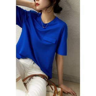 莱赛尔宽松显瘦时髦T恤女 三醋酸 新款 T恤裁剪纸样大全云端清爽感